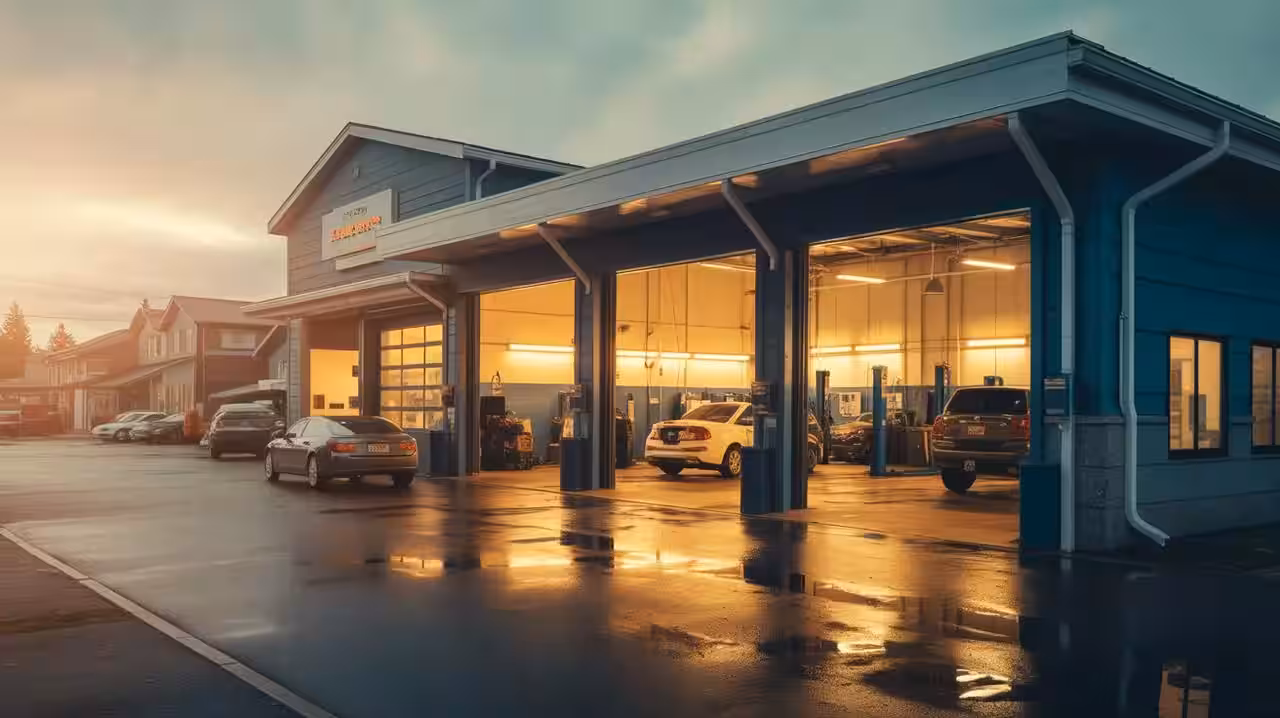 Tire Point Automotive shop front at 920 Agnes Street, New Westminster, BC